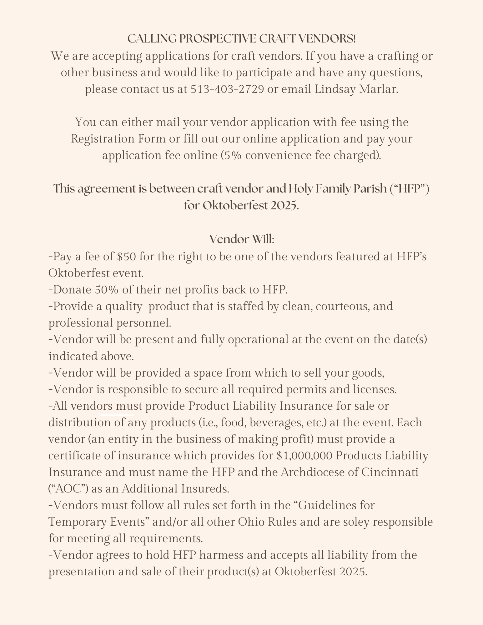 craft vendor terms
